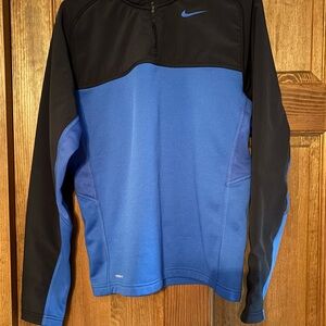 Nike Men's Blue/Black Dri-Fit Quarter Zip Fleece (Size Medium)